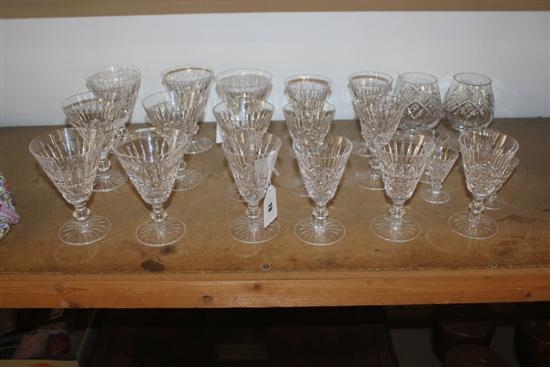 Part suite of Waterford Maeve pattern crystal table glass & a pair of brandy ballons (22)